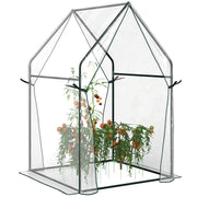 Garden Greenhouse Terrace Greenhouse with 2 Anti-UV Zipper Doors for Growing Plants Flowers Vegetables 90x90x145 cm Clear