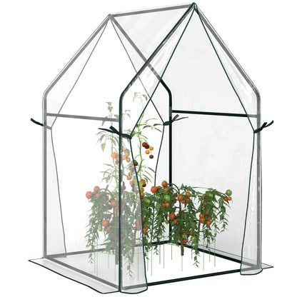Garden Greenhouse Terrace Greenhouse with 2 Anti-UV Zipper Doors for Growing Plants Flowers Vegetables 90x90x145 cm Clear
