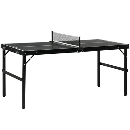 SPORTNOW Folding Ping Pong Table with Aluminum Frame Portable Tennis Table with Net for Indoor and Outdoor Use 152x76x72 cm Black