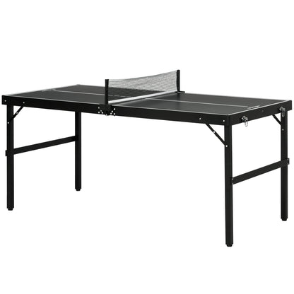 SPORTNOW Folding Ping Pong Table with Aluminum Frame Portable Tennis Table with Net for Indoor and Outdoor Use 152x76x72 cm Black