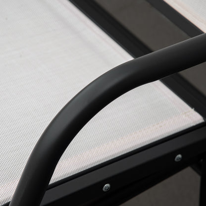 3-Seater Garden Rocking Bench in Metal and Breathable Net Fabric, 147x70x85cm, Beige