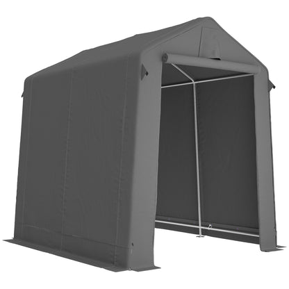 Garage Tent 2.3 x 1.9 m (7'6" x 6'3") — Water-Resistant Storage Shelter with Roll-Up Zipper Door & Ventilation, Galvanized Steel Frame, UV-Resistant — Dark Gray