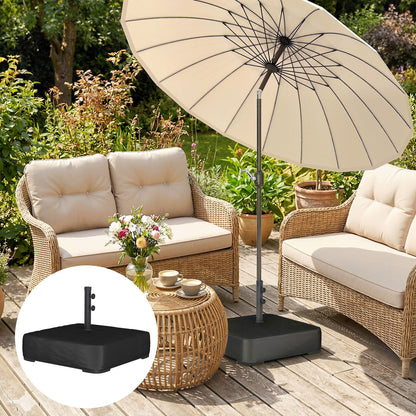 Umbrella Base with Cover, Portable, Fillable to 80 kg (176 lb), Heavy-Duty Stand for Cantilever & Outdoor Umbrellas, Fits 48 mm Poles, Black