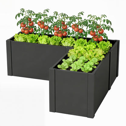 L-Shaped Galvanized Steel Raised Garden Bed – Weatherproof Corner Planter for Patio & Garden, 59 x 59 x 21.7 in (150 x 150 x 55 cm)