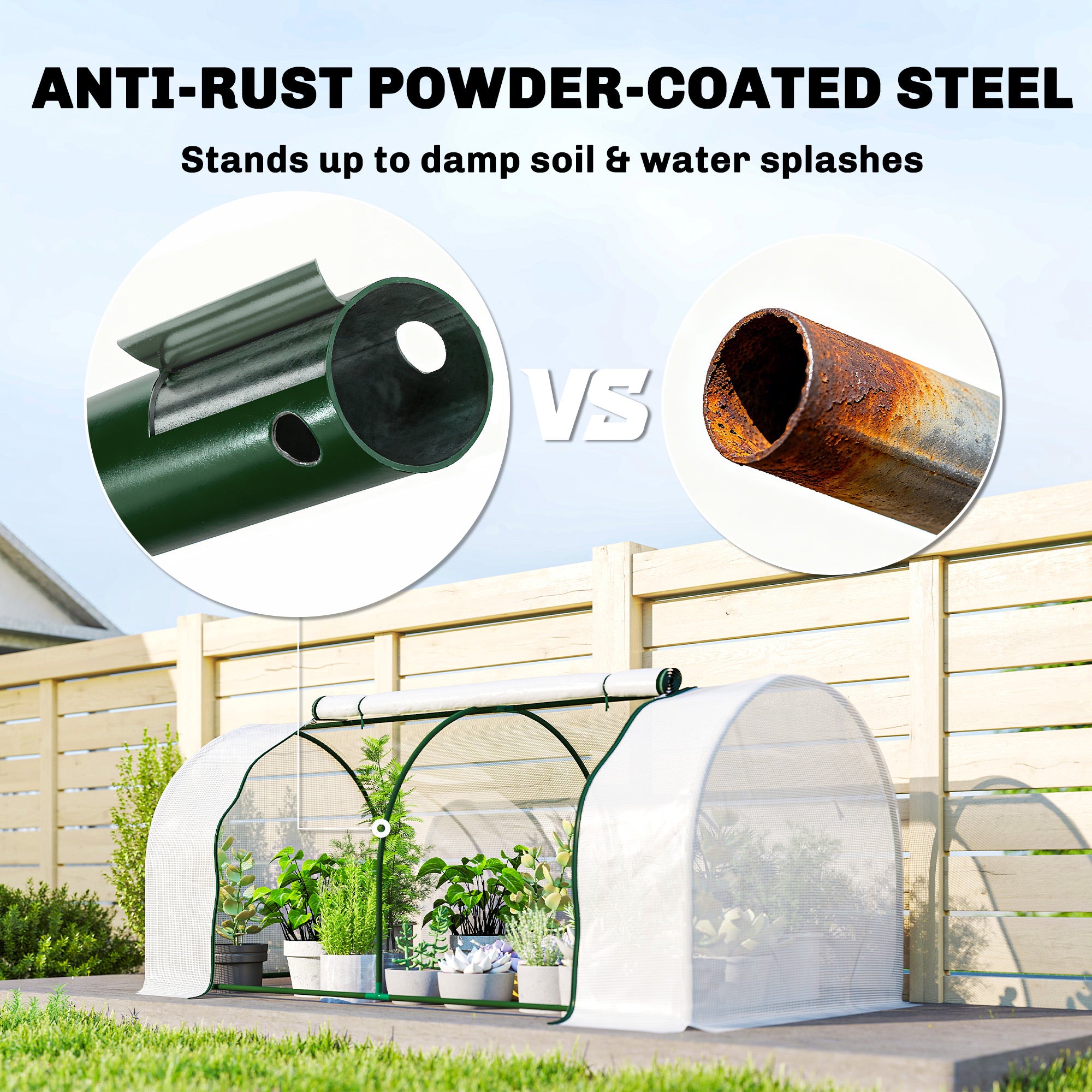 PE Reinforced Film Greenhouse, Winter-Resistant Steel Tunnel for Balcony & Garden, Tomato Greenhouse 78.7 x 39.4 x 31.5 in (200 x 100 x 80 cm) — White