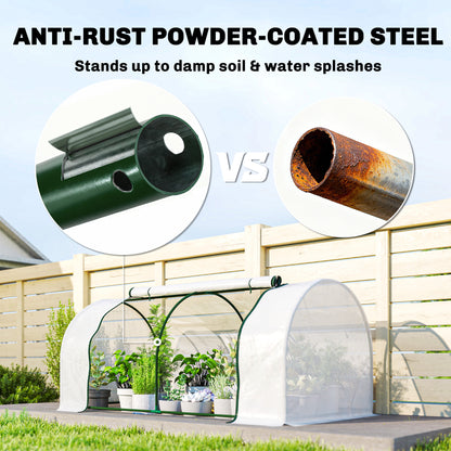 PE Reinforced Film Greenhouse, Winter-Resistant Steel Tunnel for Balcony & Garden, Tomato Greenhouse 78.7 x 39.4 x 31.5 in (200 x 100 x 80 cm) — White