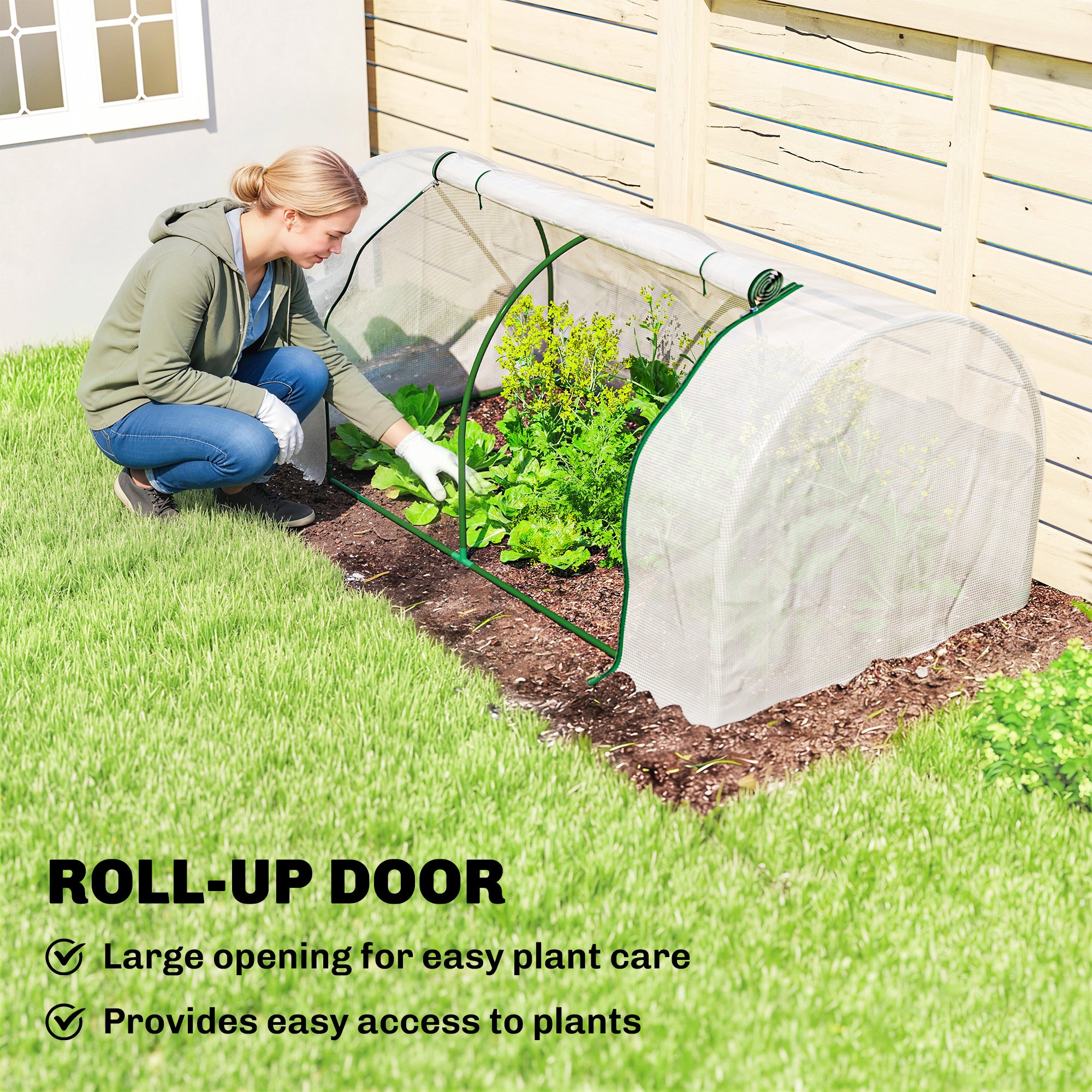 PE Reinforced Film Greenhouse, Winter-Resistant Steel Tunnel for Balcony & Garden, Tomato Greenhouse 78.7 x 39.4 x 31.5 in (200 x 100 x 80 cm) — White