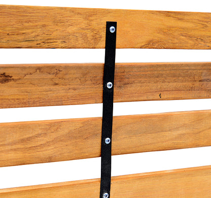 2-Seater Wooden Garden Bench 122x60x83 cm with Backrest and Armrests Slats and Steel Frame Load 220 kg Natural and Black Color