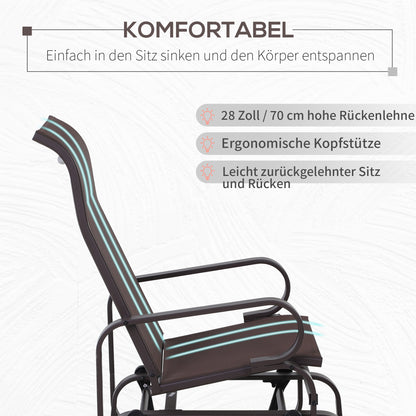 Rocking Chair Garden Chair Relax Chair Garden Swing Garden Metal Swing Chair for Garden Terrace Balcony Texteline Brown 60 x 73 x 104 cm