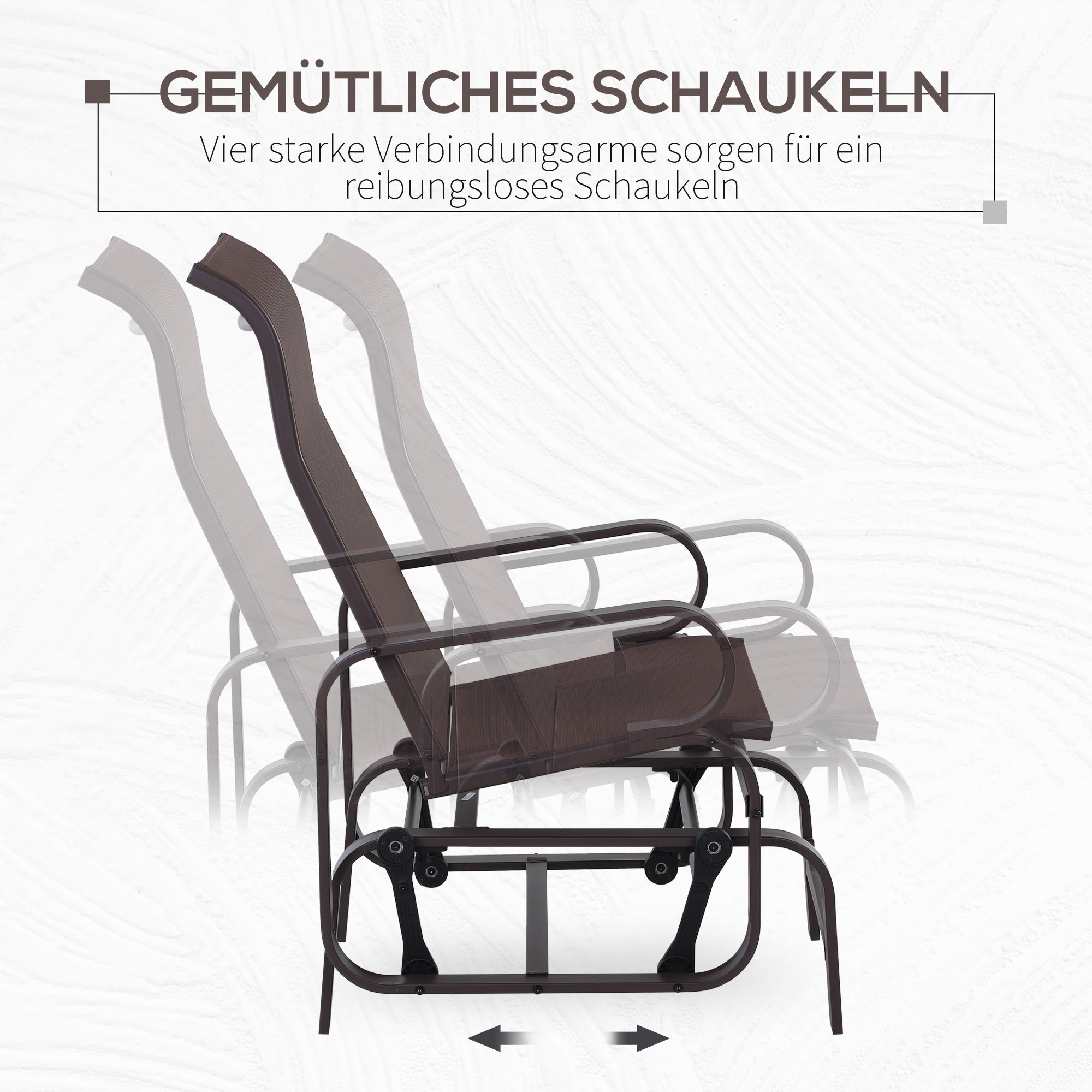 Rocking Chair Garden Chair Relax Chair Garden Swing Garden Metal Swing Chair for Garden Terrace Balcony Texteline Brown 60 x 73 x 104 cm