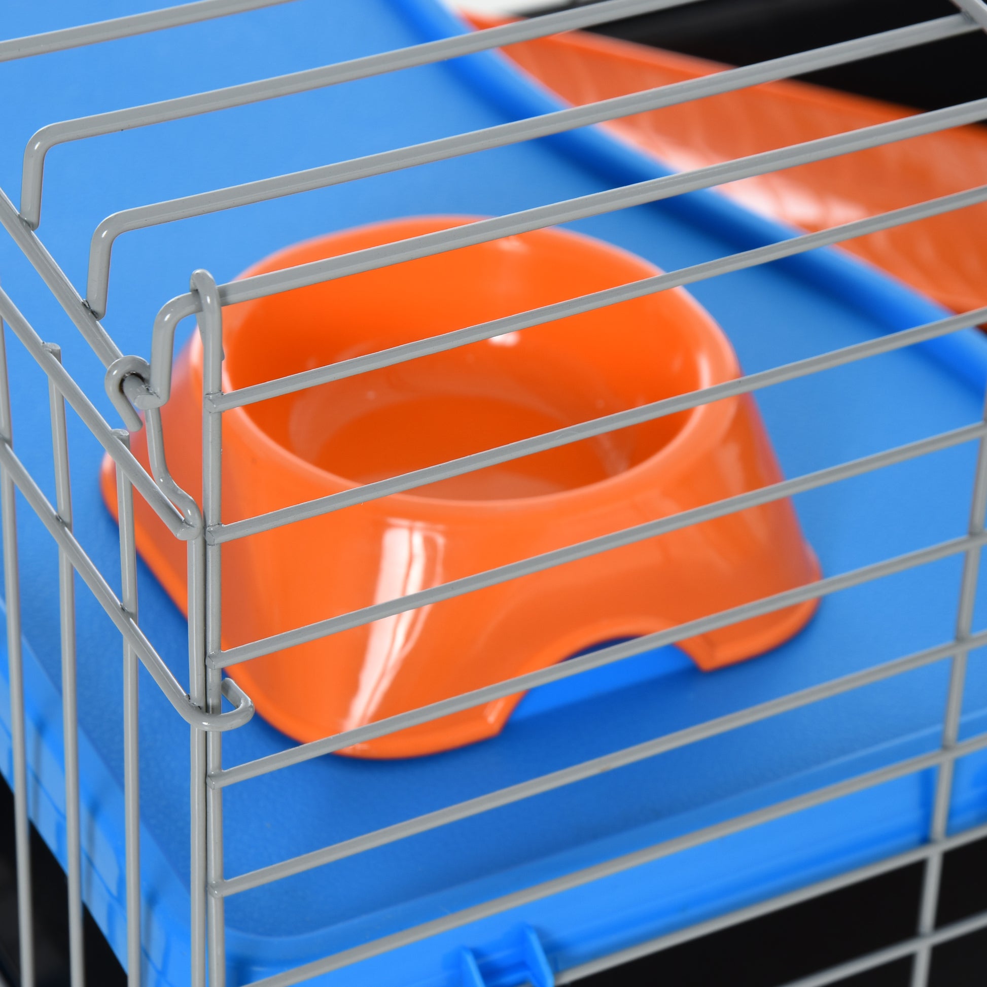 Small Rodent Cage with Wheels Habitat for Ferrets Guinea Pigs with Feeder Water Drinker Ramp and Openable Roof 89x44x43 cm Black