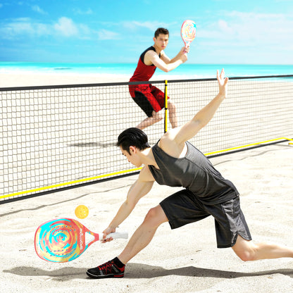 SPORTNOW Beach Tennis Racket in Carbon Fiber with Memory Foam EVA Core, Racket Bag, and Non-Slip Handle, Yellow