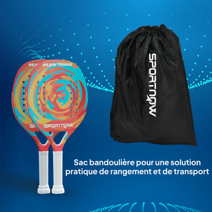 SPORTNOW Beach Tennis Racket in Carbon Fiber with Memory Foam EVA Core, Racket Bag, and Non-Slip Handle, Yellow