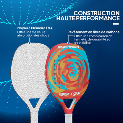 SPORTNOW Beach Tennis Racket in Carbon Fiber with Memory Foam EVA Core, Racket Bag, and Non-Slip Handle, Yellow