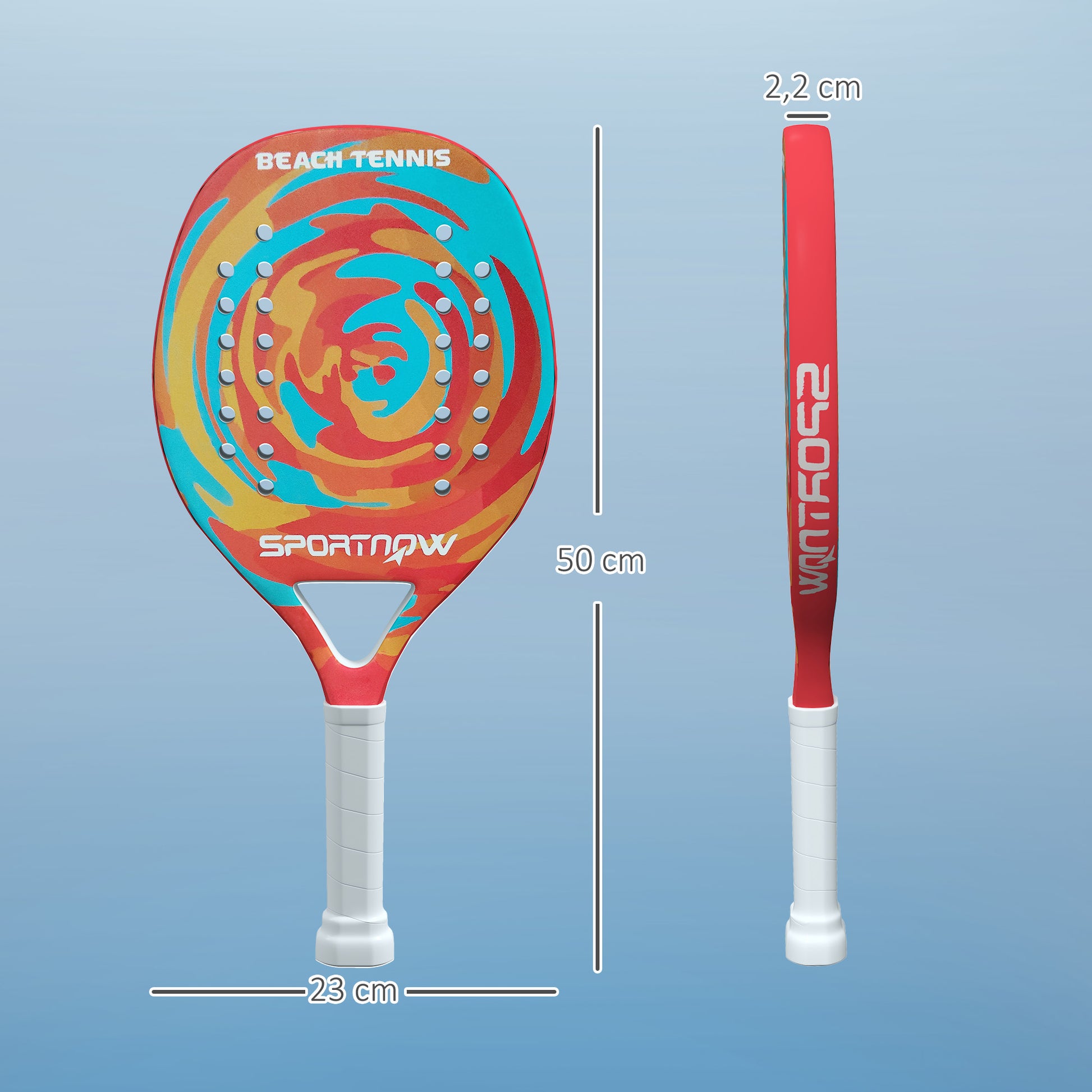 SPORTNOW Beach Tennis Racket in Carbon Fiber with Memory Foam EVA Core, Racket Bag, and Non-Slip Handle, Yellow