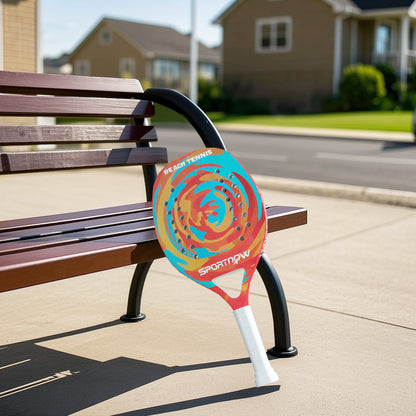 SPORTNOW Beach Tennis Racket in Carbon Fiber with Memory Foam EVA Core, Racket Bag, and Non-Slip Handle, Yellow