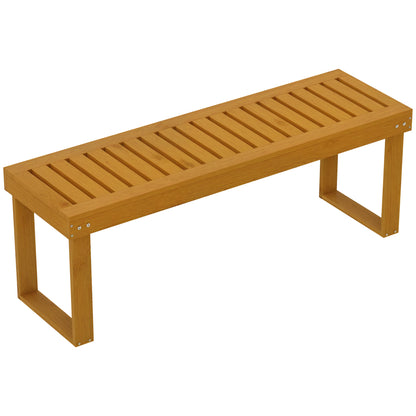 2-Seater Wooden Garden Bench Slatted Seat 300 kg Load Capacity Bench for Patio Terrace 120x34x43 cm Teak