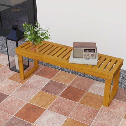 2-Seater Wooden Garden Bench Slatted Seat 300 kg Load Capacity Bench for Patio Terrace 120x34x43 cm Teak