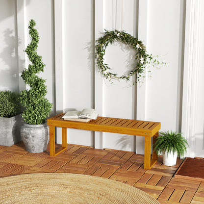 2-Seater Wooden Garden Bench Slatted Seat 300 kg Load Capacity Bench for Patio Terrace 120x34x43 cm Teak