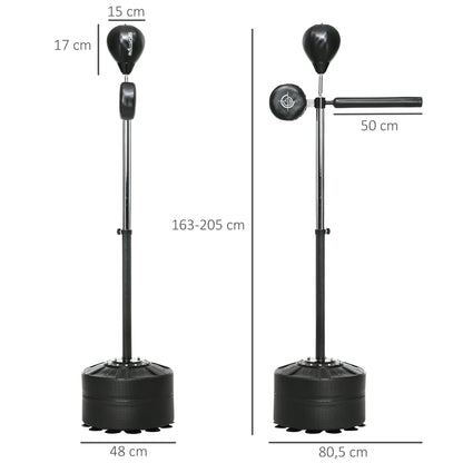 SPORTNOW Punching Bag, Boxing Stand with Punching Ball, Reflex Bar, 1.63-2.05m Height Adjustable Stand Box Ball with Mitt, Stand Boxing Trainer for Boxing, HDPE, Synthetic Leather