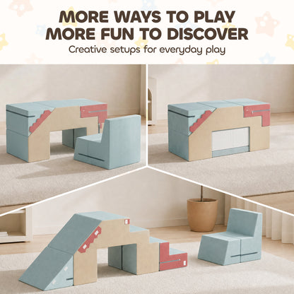 Kids Foam Building Blocks 2-Pack — Non-Slip Giant Soft Blocks with Velvet Finish, Foldable Slide & Climb, Colorful