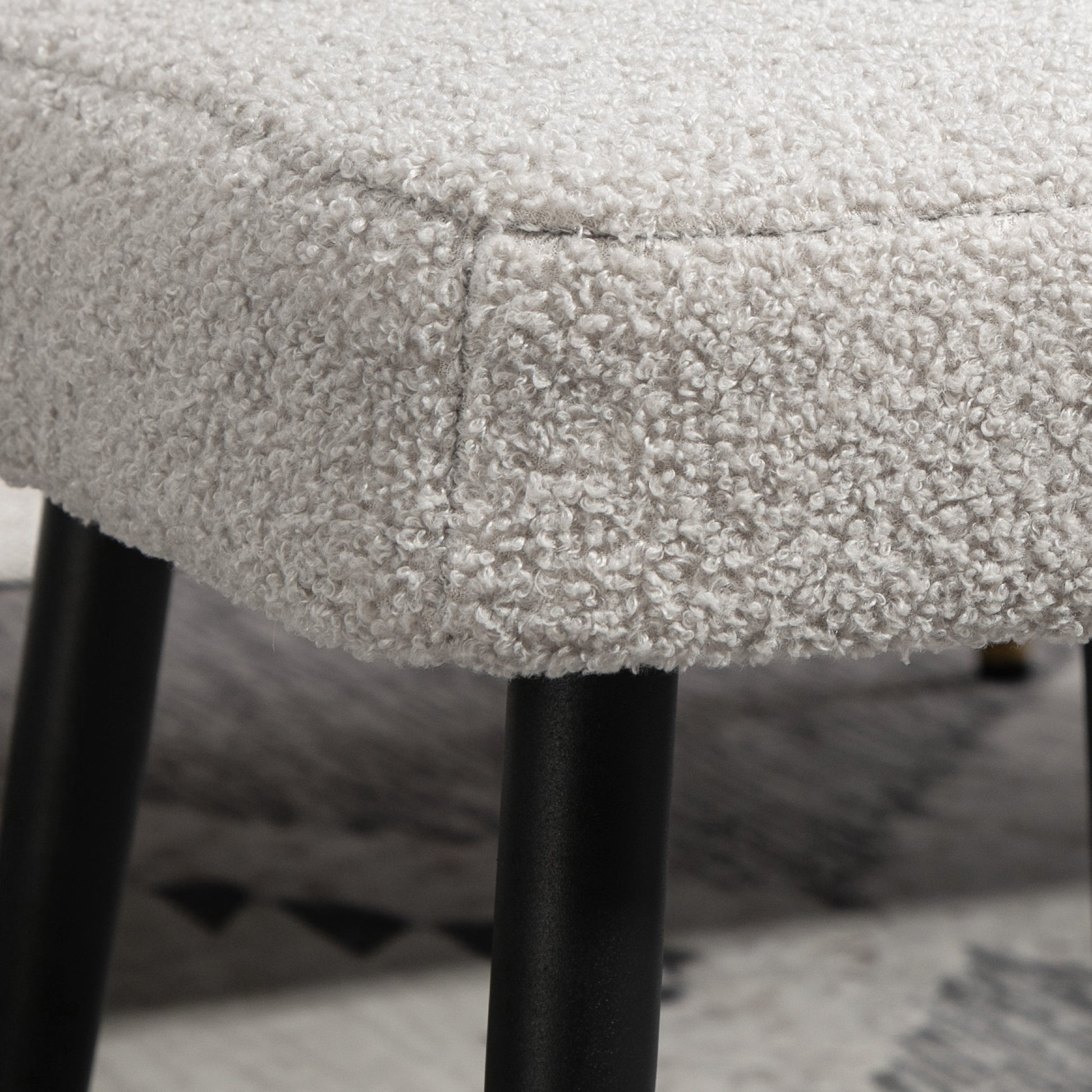 Footstool Sitting Stool Square Vanity Stool Footrest with Cashmere Look, Steel Legs, for Living Room, Bedroom, Light Gray, 42 x 42 x 47 cm