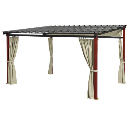 Pergola approx. 3.5 x 3 m Pavilion with Side Walls, Windproof Patio Awning, Height Adjustable Terrace Roof with Retractable Roof, for Garden, Terrace, Beige