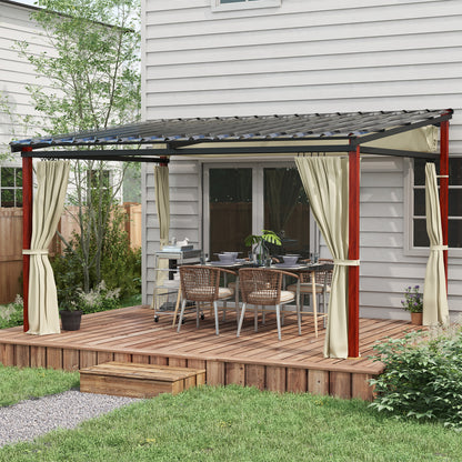 Pergola approx. 3.5 x 3 m Pavilion with Side Walls, Windproof Patio Awning, Height Adjustable Terrace Roof with Retractable Roof, for Garden, Terrace, Beige