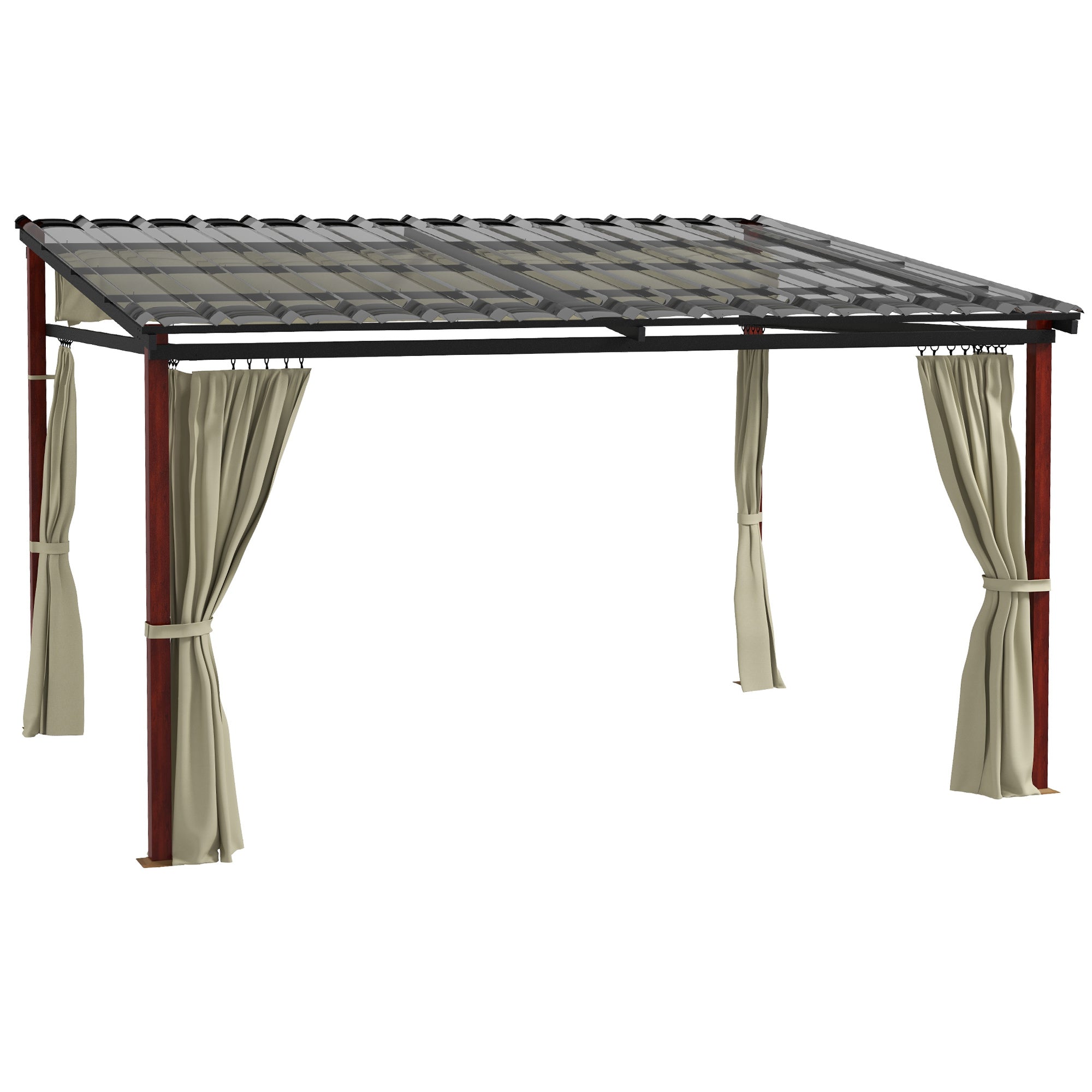 Pergola approx. 3.5 x 3 m Pavilion with Side Walls, Windproof Patio Awning, Height Adjustable Terrace Roof with Retractable Roof, for Garden, Terrace, Beige
