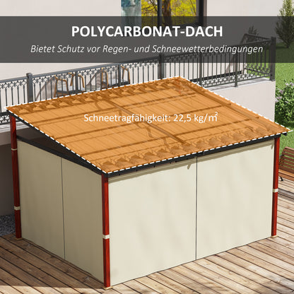 Pergola approx. 3.5 x 3 m Pavilion with Side Walls, Windproof Patio Awning, Height Adjustable Terrace Roof with Retractable Roof, for Garden, Terrace, Beige