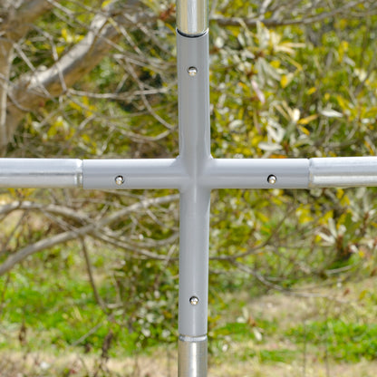 Chicken Coop Free-Range Enclosure made of Steel, 280 x 380 x 197 cm, Chicken Cage with UV-Resistant Cover, Door, Chicken Run for 6-12 Chickens, Small Animals, Silver