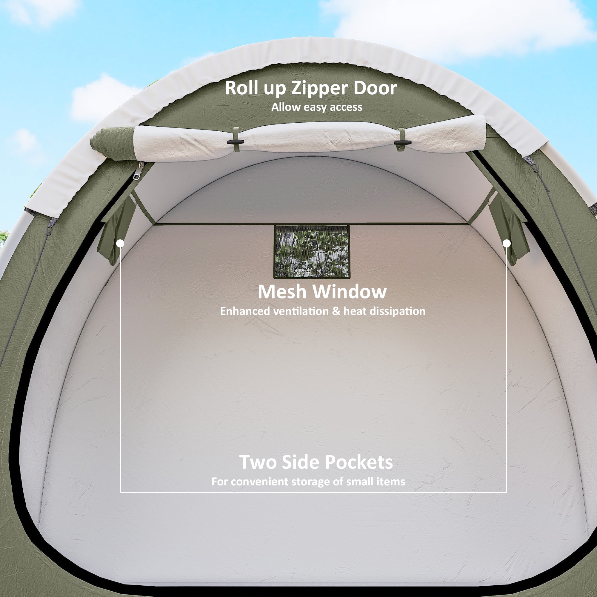 Portable Bike Tent for 2 Bikes – Ventilated, Zipper Door, UPF50+, Waterproof 210D Oxford Bike Shelter (200 x 80 x 170 cm / 78.7" x 31.5" x 66.9")