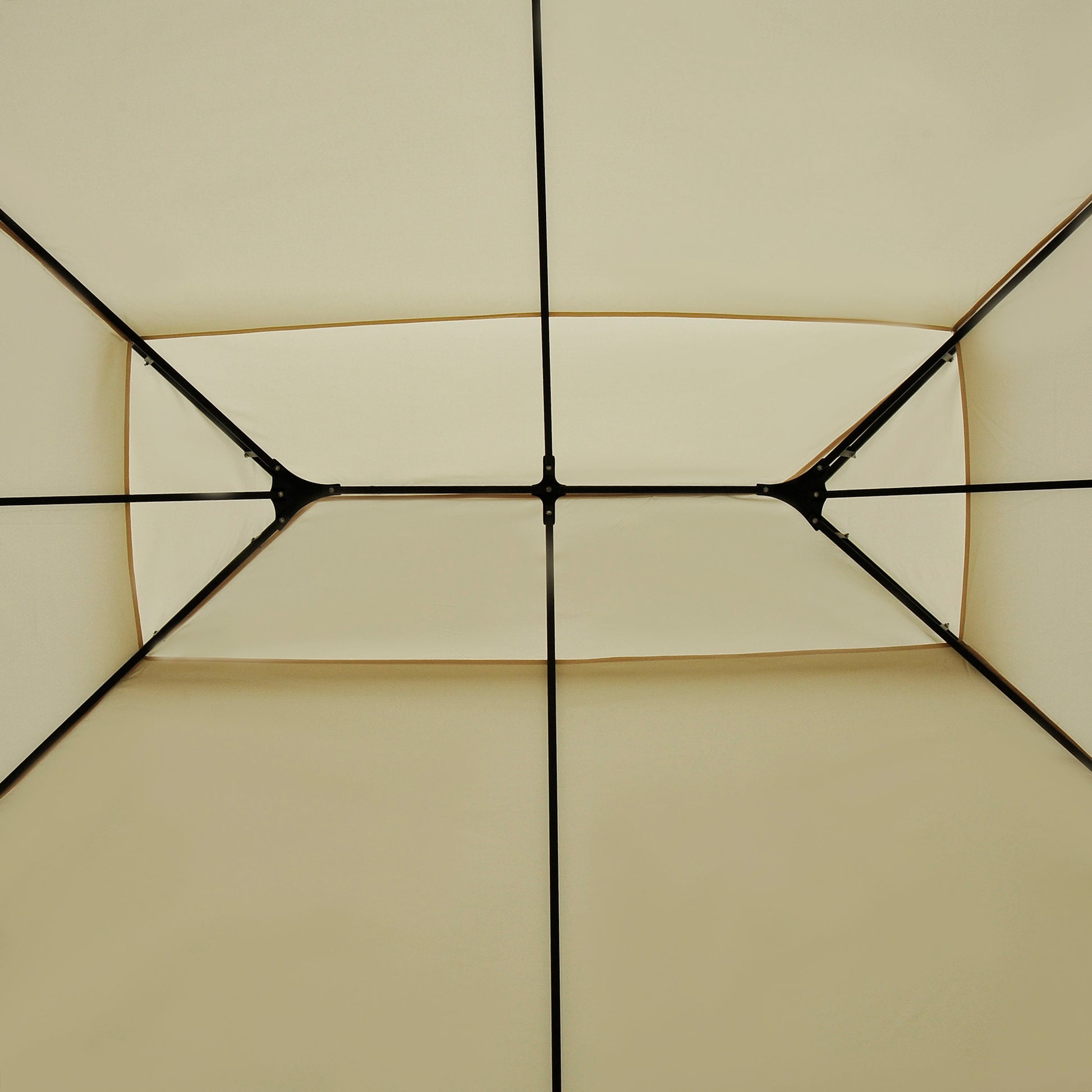 Pavilion 3x4m Garden Pavilion with 6 Side Panels Party Tent Gazebo Event Tent with Double Roof Beige+Dark Gray