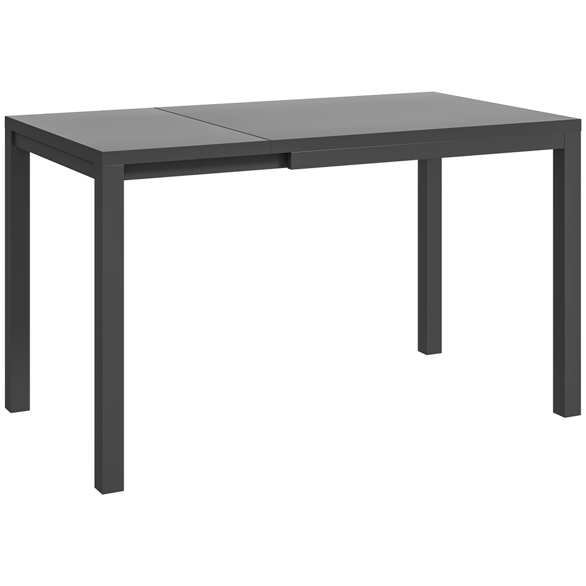 Extensible Garden Table Outdoor Dining Table Adjustable 85-125 cm with Aluminum Edge Load 70 kg Rectangular Table for 4-6 People for Patio Terrace Dark Gray