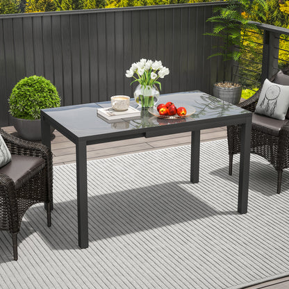 Extensible Garden Table Outdoor Dining Table Adjustable 85-125 cm with Aluminum Edge Load 70 kg Rectangular Table for 4-6 People for Patio Terrace Dark Gray