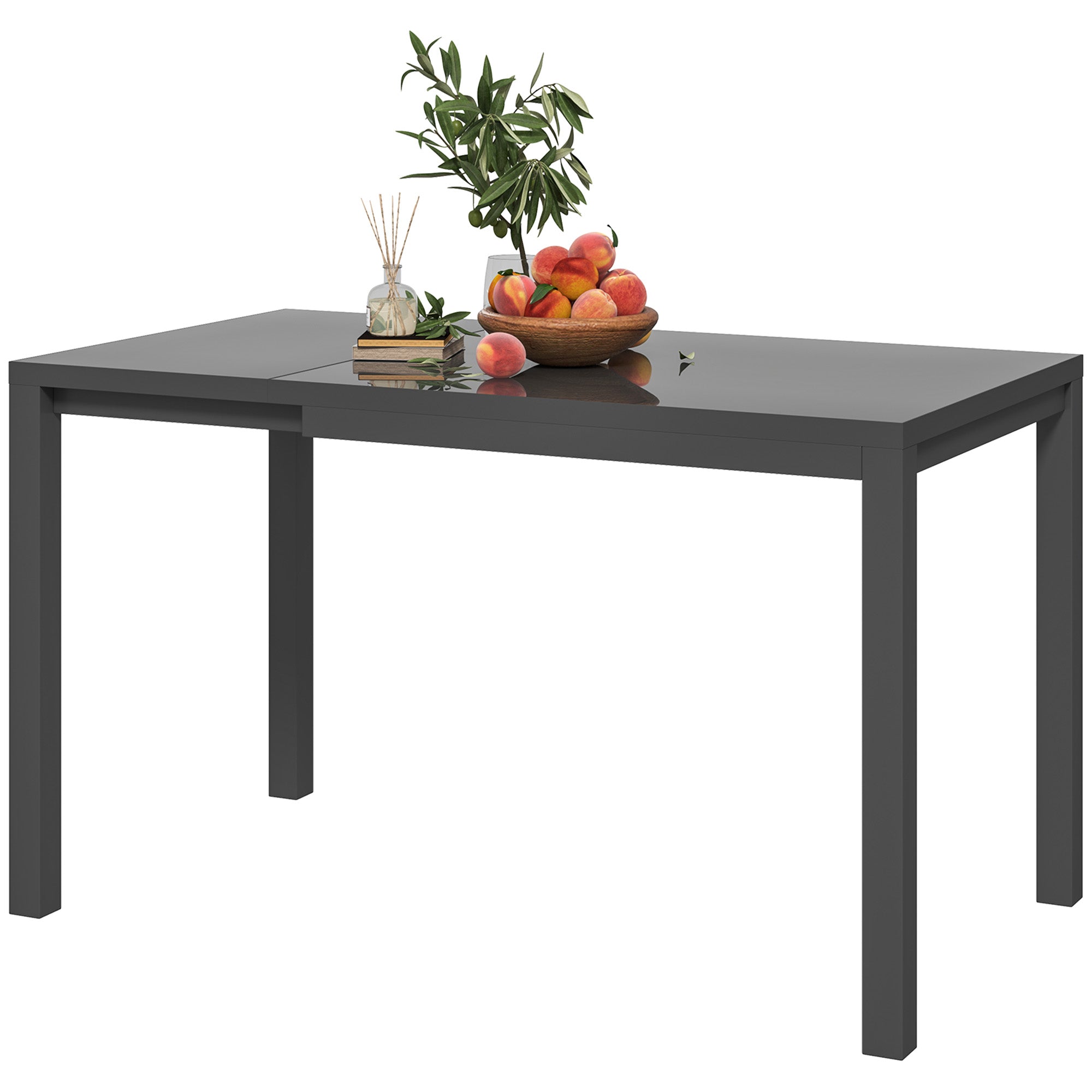 Extensible Garden Table Outdoor Dining Table Adjustable 85-125 cm with Aluminum Edge Load 70 kg Rectangular Table for 4-6 People for Patio Terrace Dark Gray