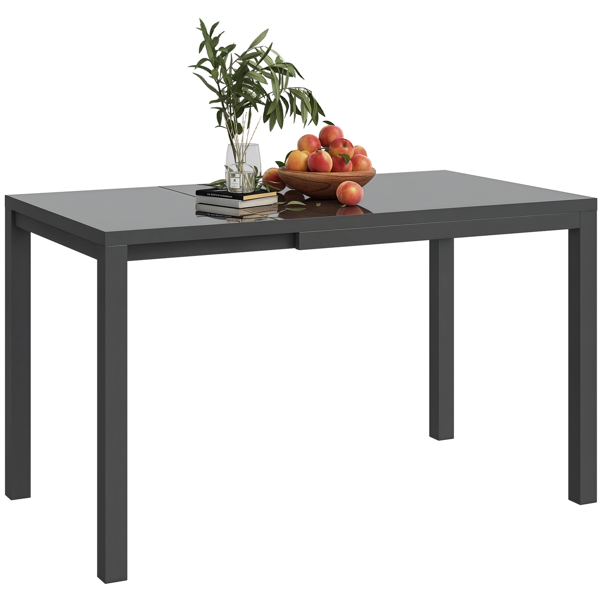 Extensible Garden Table Outdoor Dining Table Adjustable 85-125 cm with Aluminum Edge Load 70 kg Rectangular Table for 4-6 People for Patio Terrace Dark Gray