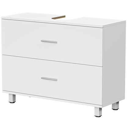Under-Sink Vanity Cabinet with 2 Drawers, Modern White, for Sinks without Pedestal — 80 x 30 x 60 cm (31.5" x 11.8" x 23.6")