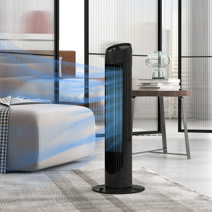 45W Tower Fan Quiet Vertical Fan with 3 Speeds 70° Oscillation for Living Room Bedroom Office Ø27x75 cm Black