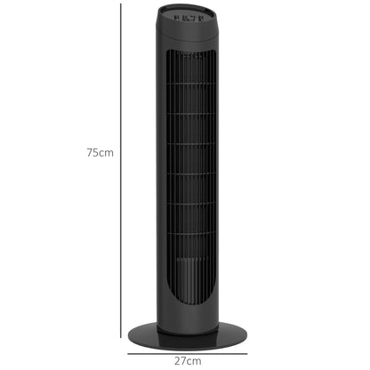45W Tower Fan Quiet Vertical Fan with 3 Speeds 70° Oscillation for Living Room Bedroom Office Ø27x75 cm Black
