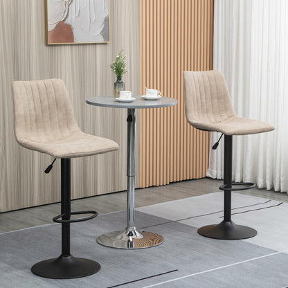 Bar Stool Set 2 Pieces with Adjustable Height and Footrest, Steel and Polyester, 47.5x57.5x95-116cm, Light Brown