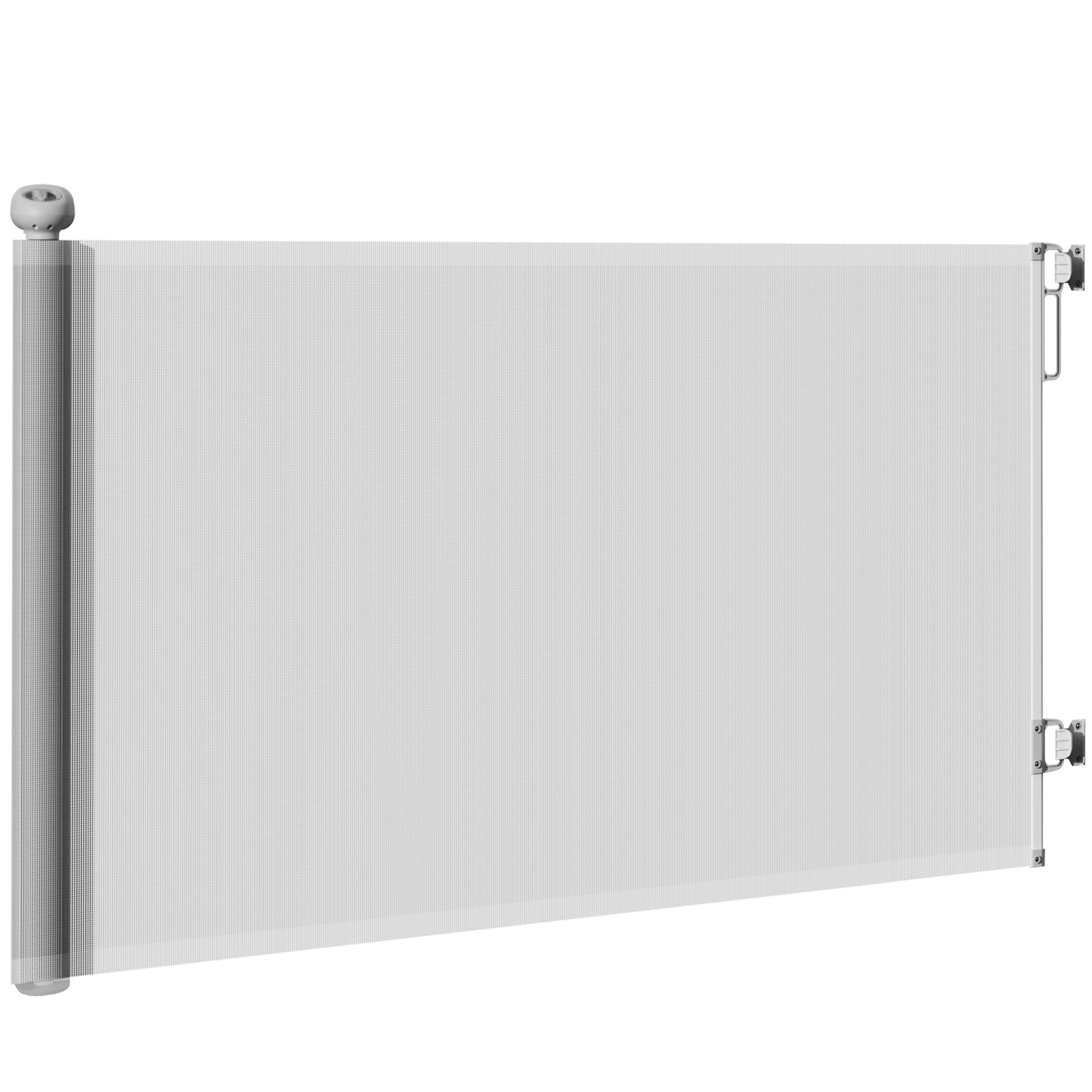Retractable Dog Barrier 0-140 cm Small Dog Door Extendable Pet Safety Gate with Lock Switch for Stairs Doorways Hallways Gray