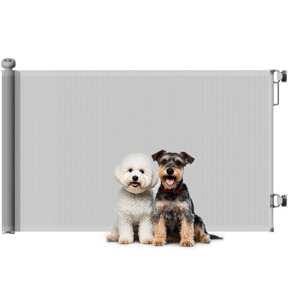 Retractable Dog Barrier 0-140 cm Small Dog Door Extendable Pet Safety Gate with Lock Switch for Stairs Doorways Hallways Gray