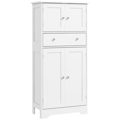 Kitchen Cabinet Buffet Modern Style Storage Cupboard with Cabinets, Adjustable Shelves, Drawer, for Dining Room, Living Room, 60 x 30 x 128 cm, White