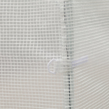 Garden Tunnel Greenhouse 6 m² 3L x 2W x 1.9H m Reinforced Galvanized Steel diameter 2.4 cm + High-Density PE Windows Door White