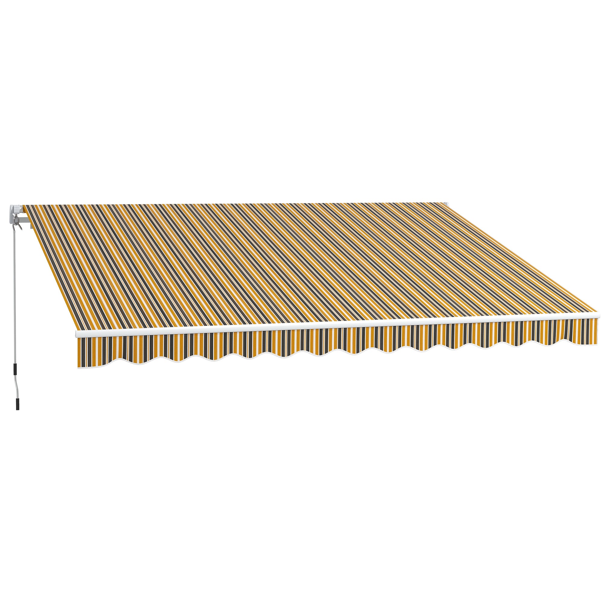 Retractable Awning with Hand Crank 3.5 x 2.5m Yellow Gray Aluminum Polyester Sun Protection