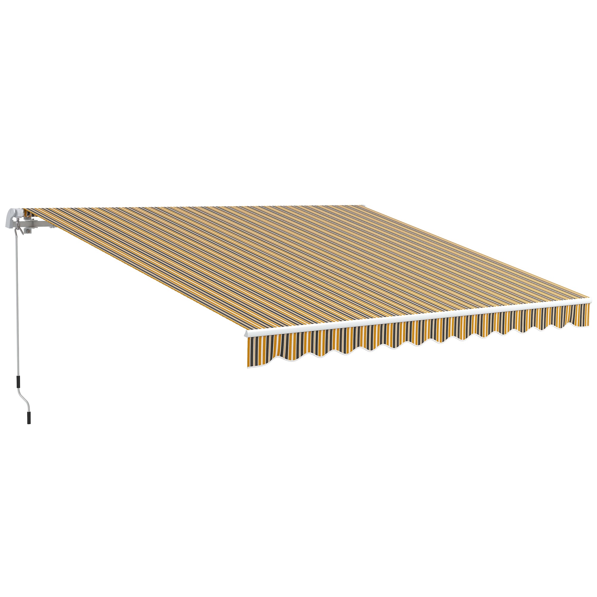 Retractable Awning with Hand Crank 3.5 x 2.5m Yellow Gray Aluminum Polyester Sun Protection