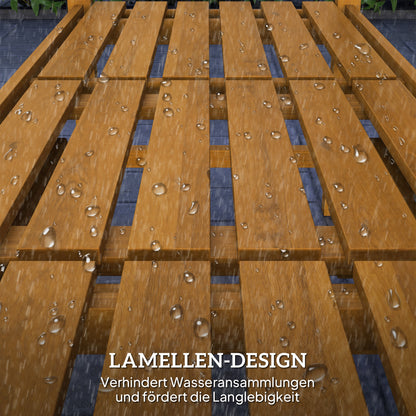 2-Seater Wooden Garden Bench, Weather-Resistant Bench, Garden Furniture with Backrest & Armrests, Foldable Table Park Bench 320kg Load Capacity, Balcony Bench, Wooden Bench for Balcony, Garden, 149x56.5x89cm, Teak