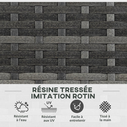 Planter for plants with trellis 2 pots plant box planter 22L garden balcony patio terrace outdoor in woven resin and steel 57 x 30 x 107 cm grey