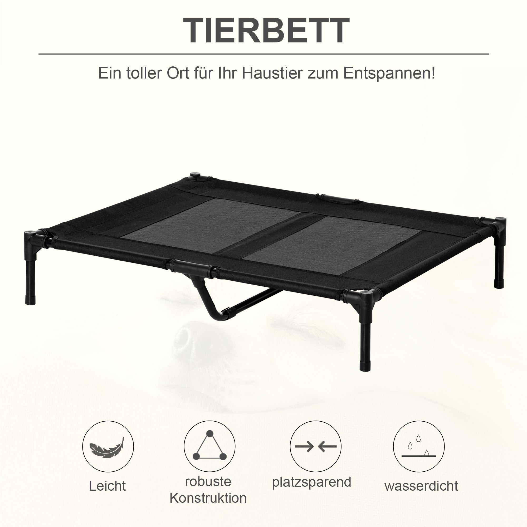 Dog Bed, Outdoor Dog Sofa, Pet Bed, Sleeping Place, Cat Bed, Dog Bed, 92 x 76 x 18 cm, Black